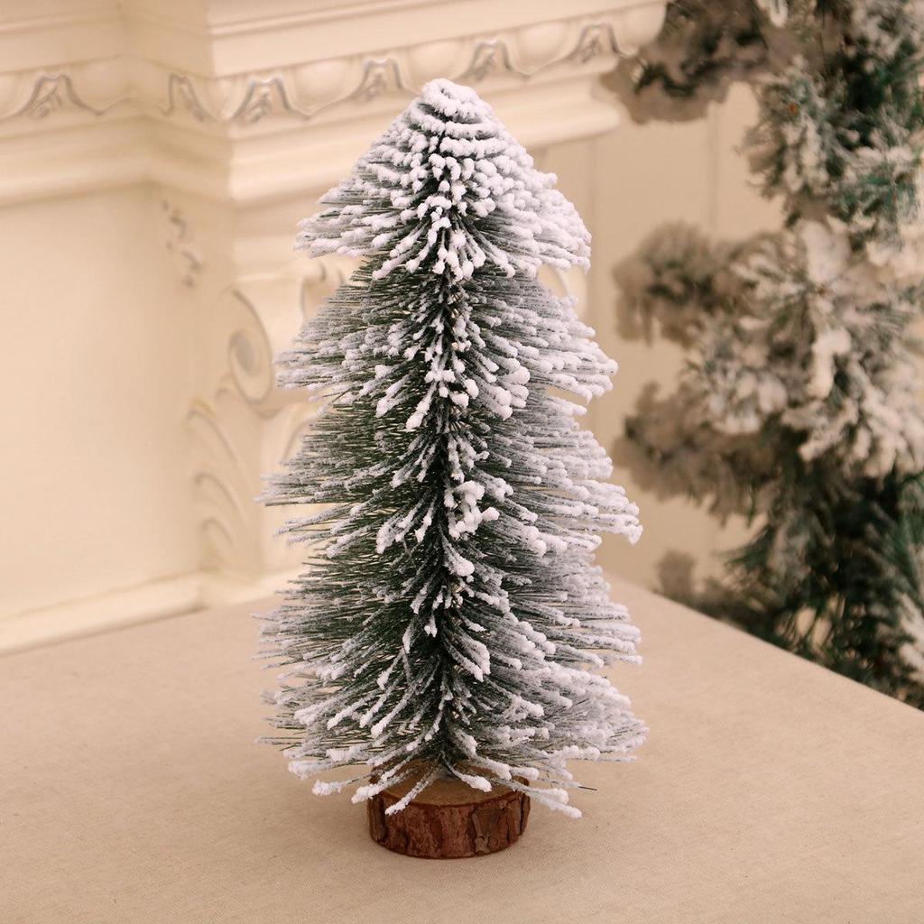 Tower-shaped Tabletop Cedar Snow Spray Christmas Tree Decoration for Hotel and Mall Displays