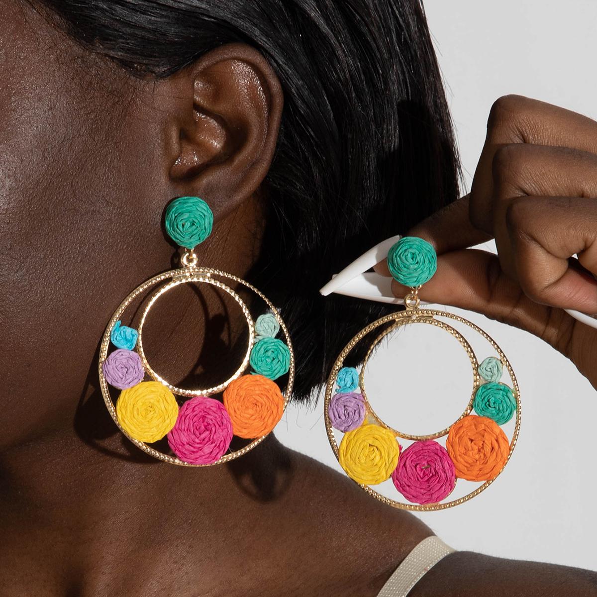 

Серьги-подвески из свежей, нежной, красочной травы Лафита в виде плетеного цветка в стиле морского отпуска, универсальные, персонализированные серьги, ювелирные изделия