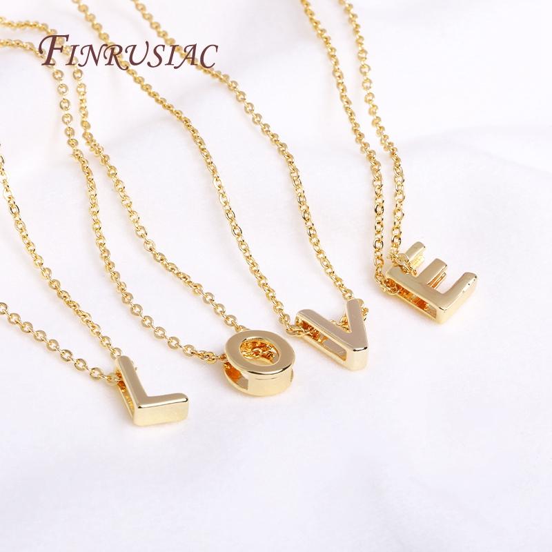 Gold Plated Brass Metal Initial 26 Letters Pendants Pendants Necklace For Women Jewelry Accessories Thin Chain Necklaces Female