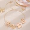 Natural Seashell Flower Jewelry Set Handmade Shell Necklace Earrings with Faux Pearl Accents Beach Vacation Casual Gift for Coastal Lovers