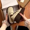 White British Muffin Platform Small Leather Shoes Women's 2025 Winter New Cotton Shoes Retro Velvet One-pedal Loafers