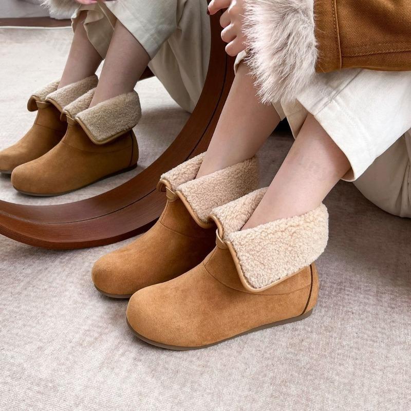 Women's Flat Cotton Shoes 2026 Warm Plush Winter Snow Boots Comfortable Anti Slip Ankle Boots Fashion Round Toe Botas Mujer