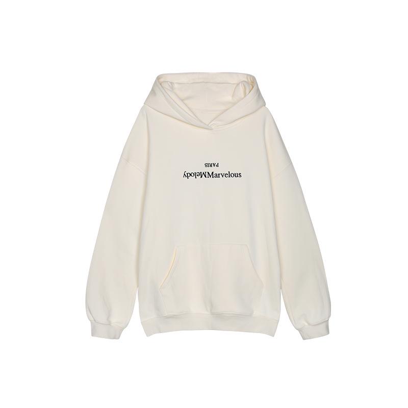 Hongshan Autumn 2025 Women's Age-Reducing Solid Color Long Sleeve Plus Velvet Hoodie