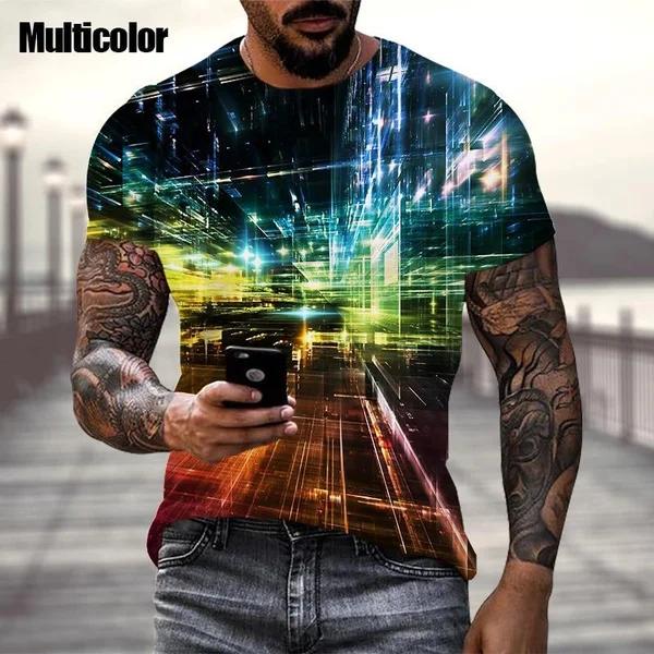 Summer Casual Breathable T-Shirt Men's Novelty 3D Printed T-Shirt Round Neck Short Sleeve Street Cool Tees