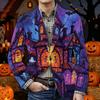 Men's Corduroy Blazer Jacket with Halloween Print Warm Casual Suit Coat with Pockets Comfortable Fit Lightweight Design for Everyday Wear