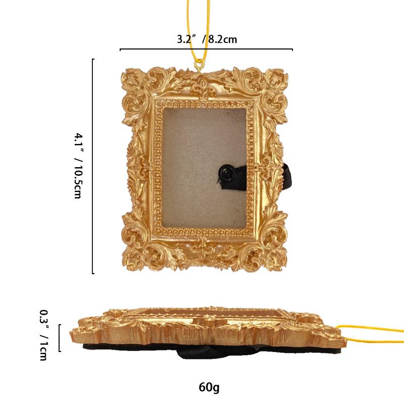 European Mini Golden Retro Small Photo Frame Home Decor Picture Frame Room Wall Decoration Pendant Accessory Resin Handicrafts
