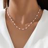 Pearl Necklace French Retro Court Style Gold Plated Allergy Free Alloy Jewelry for Girls School Daily Wear
