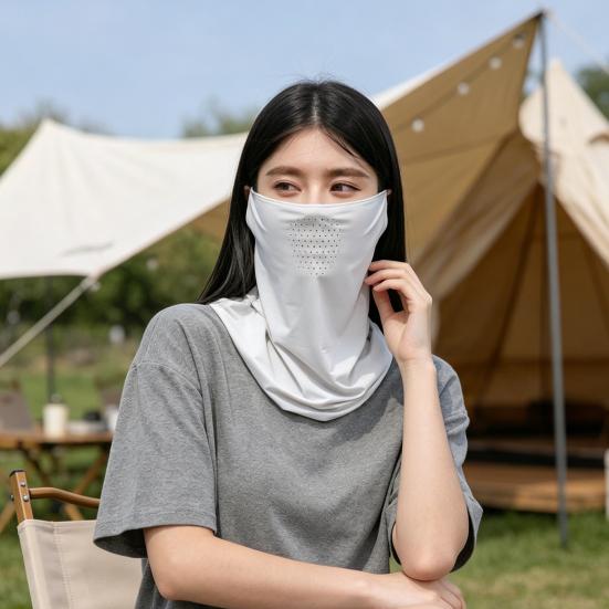 Outdoor Face Guard, Ice Silk Sunscreen Cover for Face Neck And Clavicle, Elastic Ear Loop Eye Corner Sun Shield for Outdoor Summer Use