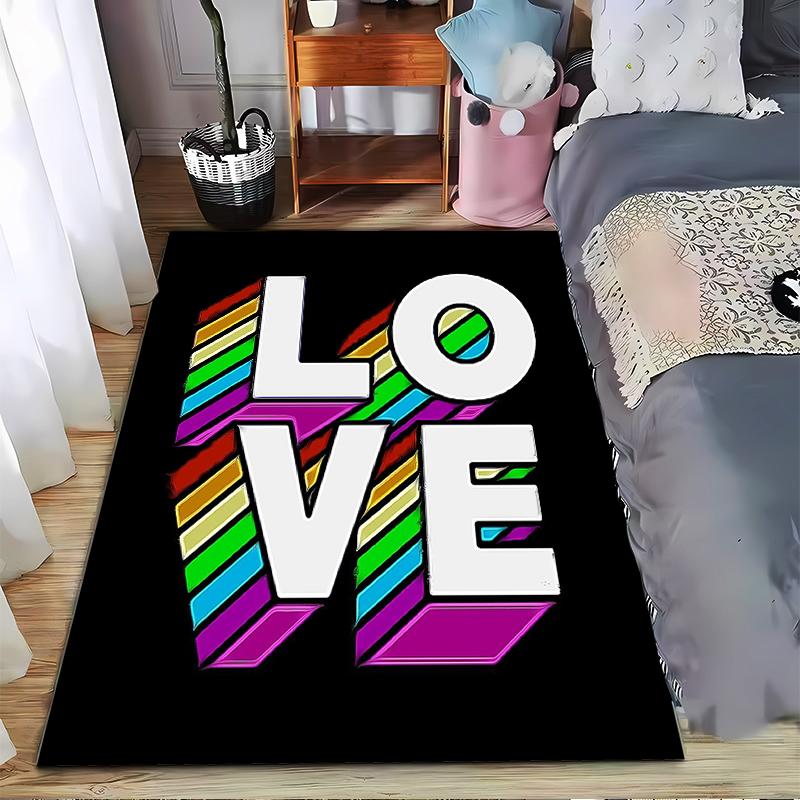 Rainbow LOVE Design 3-Piece Carpet Non-slip Rug Suitable for Living Room and Bedroom Sofas