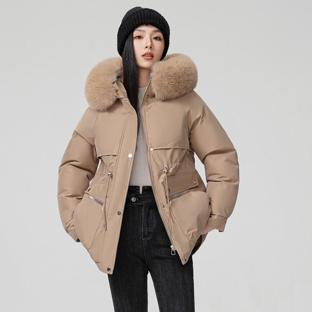 Medium and long female and small, new winter thin temperament piled and thickened padded jacket