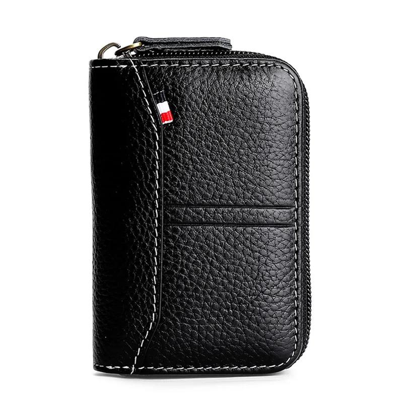 Herren Kartenhalter Business Damen Kreditkartenhalter Echtleder Hülle Für Bankkarten Geldbörse Rfid Münzbörse Carteira Masculina