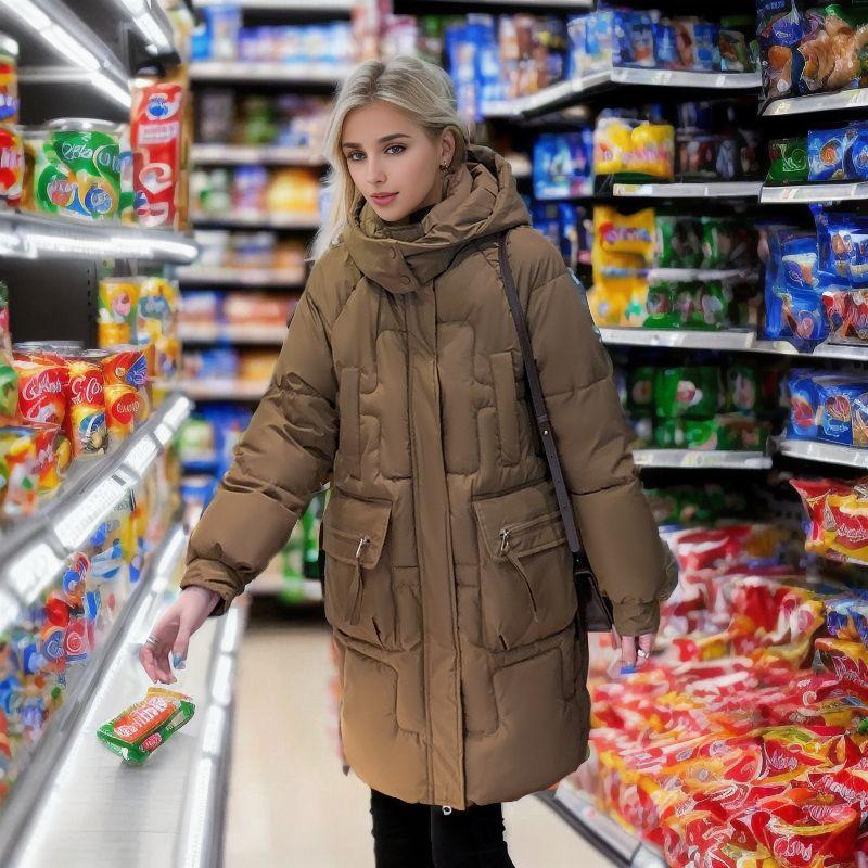 medium and long cotton-padded clothes, enlarged and thickened -padded jackets, loose bread clothes, winter knee-thick cotton-padded clothes