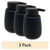 3 Pack Ribbed Soap Pump Black Rubberized Plastic Kitchen Bathroom Dispenser Soft Touch Large Pump Sleek Modern Design Effortless