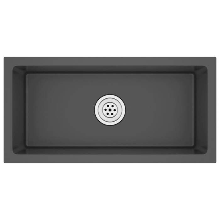 Évier de cuisine à poser VIDAXL - Noir - 1 bac - 60x30x20cm - Acier inoxydable brossé - Qualité alimentaire