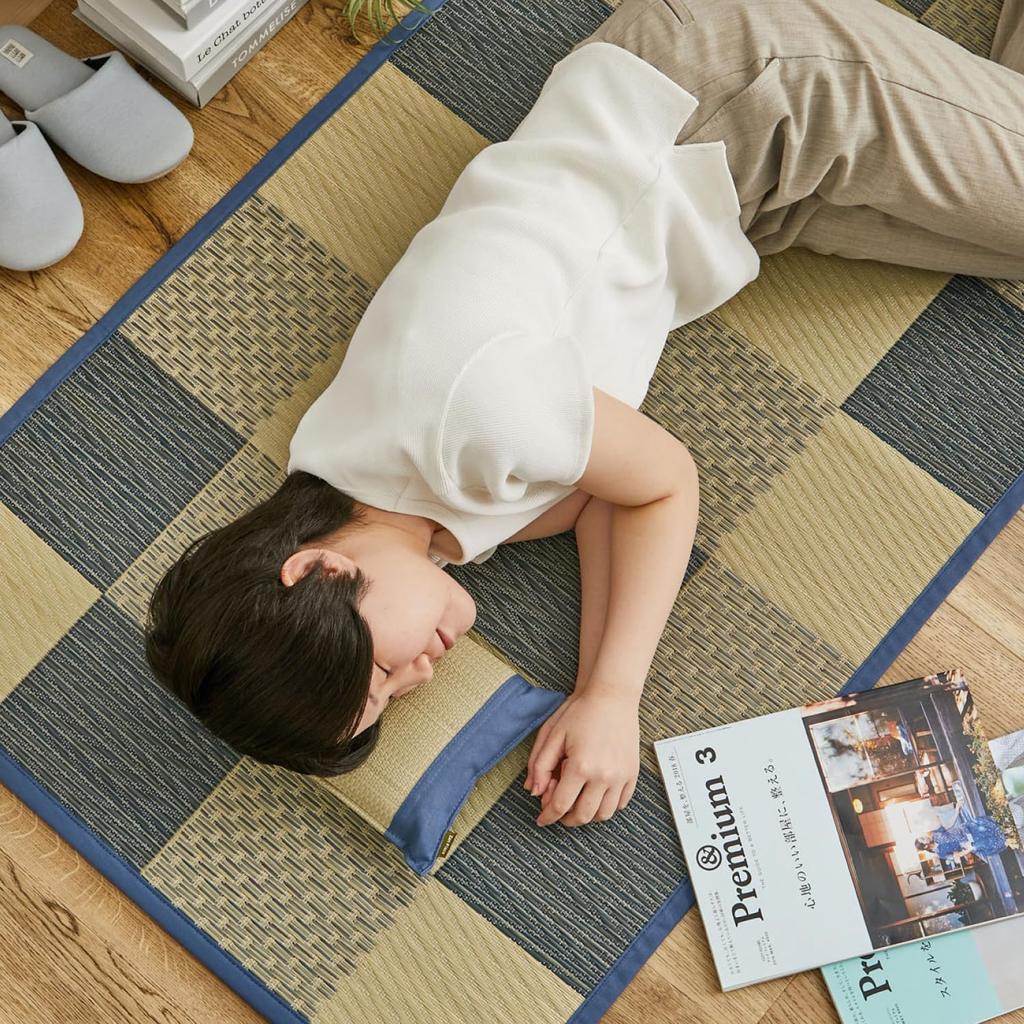 Hagiwara Rush Flat 32 X 22 X 10 Kurashiki Cool Japanese-made Pillow, Blue, Approx. Cm, "Setonoto Series", Canvas, Plain, Summer,