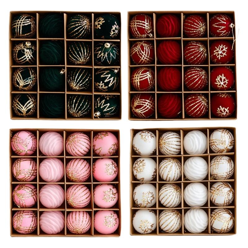 

Набор из 16 элегантных подвесных рождественских елочных украшений, красочных безделушек для праздничного украшения, внутреннего и наружного украшения бордовый