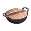 Cast Iron Pot with Lid & Dual Handle Uncoated Skillet Multi-Function Flat Bottom Stir Fry Pan for Gas Induction Cooker