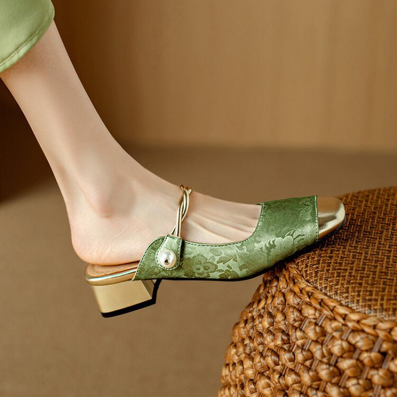 

New women s slippers daily casual color matching bag head drag rubber sole flat-bottomed slippers women s one-pedal lazy shoes 39 зелёный