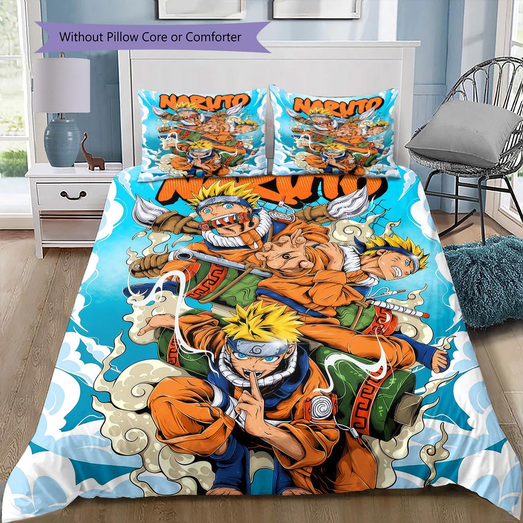 Naruto Konoha Full Members Bedding Set, 1 Duvet Cover & 2 Pillowcases, Cozy Home, Great Gift for Anime Fans