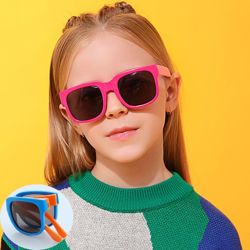 Kids Sunglasses Folding Sunglasses Boys Girls Brand Design Square Glasses Children Eyewear Baby Shades Outdoor Protection UV400