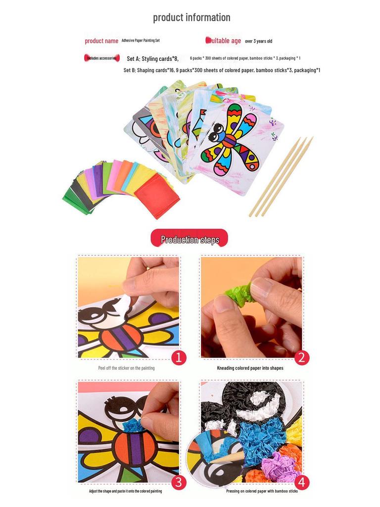 Children's Crumple Paper Art Kit for Creative Painting and Crafts in Kindergarten and Elementary Classes