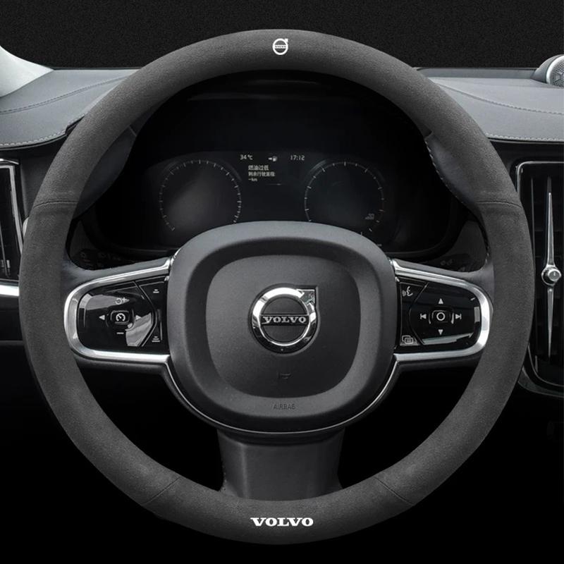Transpirable y antideslizante Para Volvo S60 V50 XC40 XC60 XC70 XC90 S40 S90 C30 V40 V60 V90 Cubierta de Volante de Coche de Cuero Gamuzado