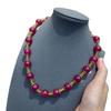New Medieval Vintage Fashion Retro Design 14M Rose Red Agate Beaded Necklace Chalcedony Short Neck Chain Women