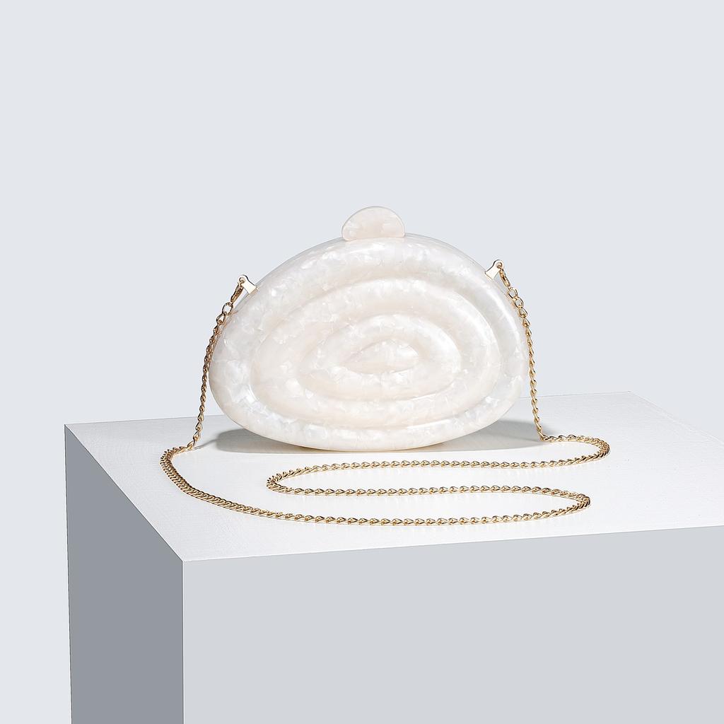 Borsa a conchiglia pressata da donna Borsa da sera in acrilico Monospalla a tracolla Clutch per banchetto nuziale