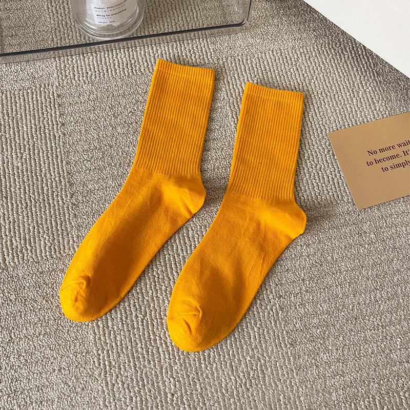 Women's Trendy Candy Color Thin Mid-Calf Socks - Colorful Japanese Style Summer Pile Socks