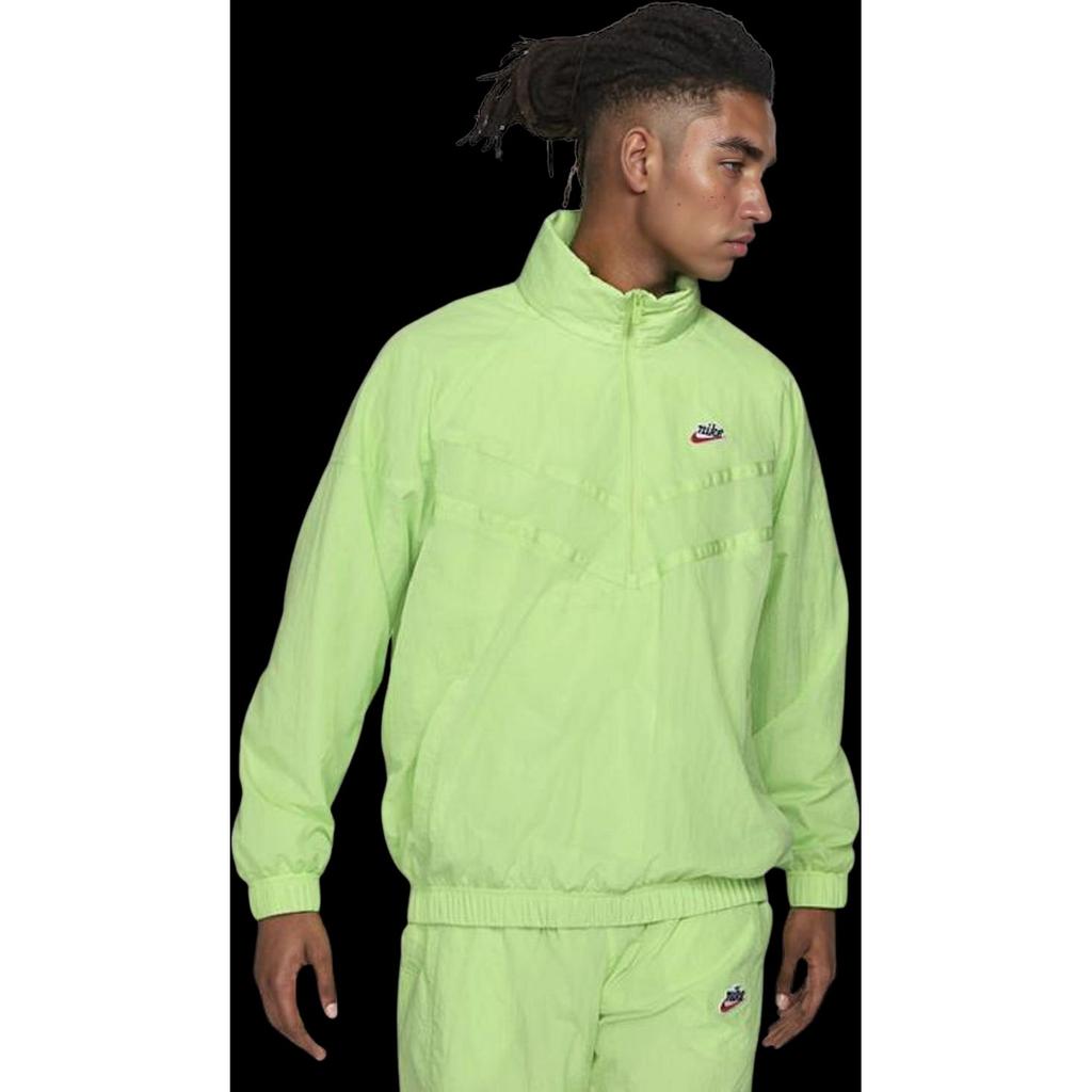 Nike Logo Embossed Breathable Windproof Stand Collar Half-Zip Long Sleeve Jacket Men Jackets Green DA2493-399