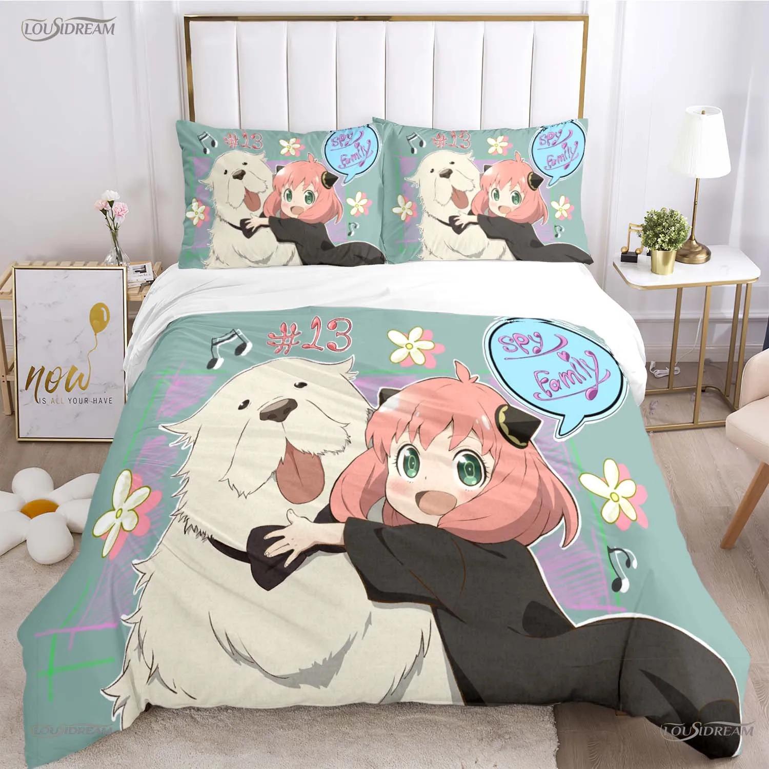 

Cute Spy x Family Anime Duvet Cover Kawaii Bedding Set Soft Quilt Cover with Pillowcases Single Double Queen King Size EU Single 135x200cm