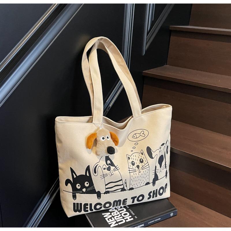 Casual Large-capacity Canvas Bag Women's New Lightweight and Versatile Commuter Shoulder Bag Portable Tote Bag