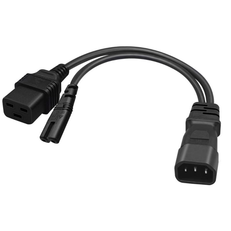 1ft IEC 320 C14 to C7 + C19 Power Cable,C14 Male to C7 + C19 Female Y Splitter AC Conversion Cable for Printers Scanners