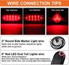 2Pcs Steel Trailer Light Housing Kit w/6' Oval LED Tail Lights & 2' Round Side Markers, Red, 10+4 LED, with Grommets & Connector