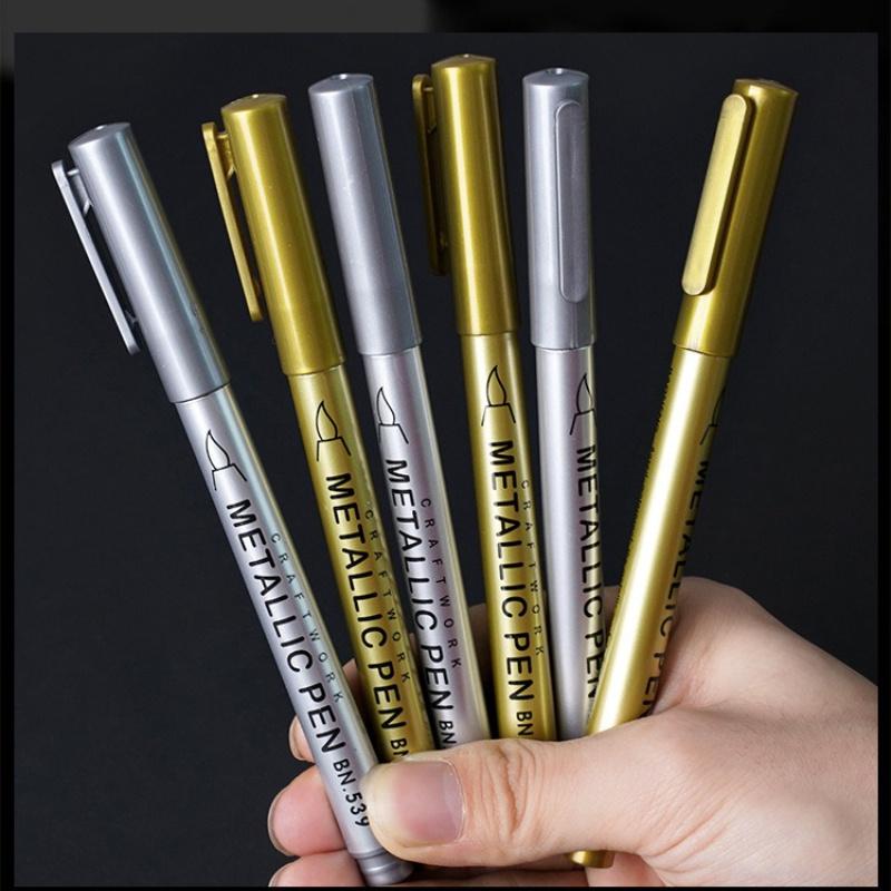 10 Pack Golden & Silvery Permanent Markers - Bold Oil-Based Ink, for DIY Crafts, Resin Art, Office Supplies, Greeting Cards