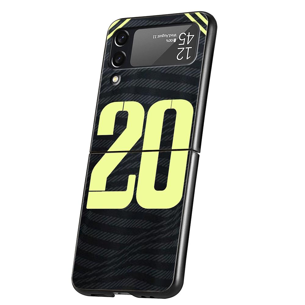 FootBall Number Phone Cover For Samsung Galaxy Z Flip 4 Case Black For Samsung Z Flip 3 Hard PC Luxury Foldable Shell Fundas Bag