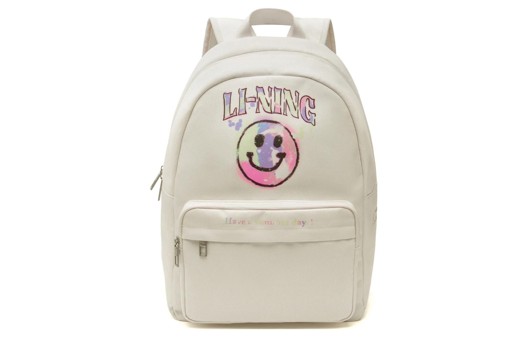 Li Ning Sports Life Collection Polyester Backpack Regular Unisex Ecru ABST057-2