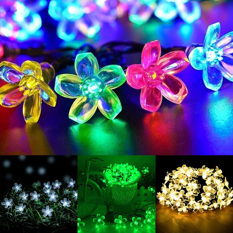 Flower Solar Powered Waterproof Fairy String LED Light Garden Outdoor Decoration