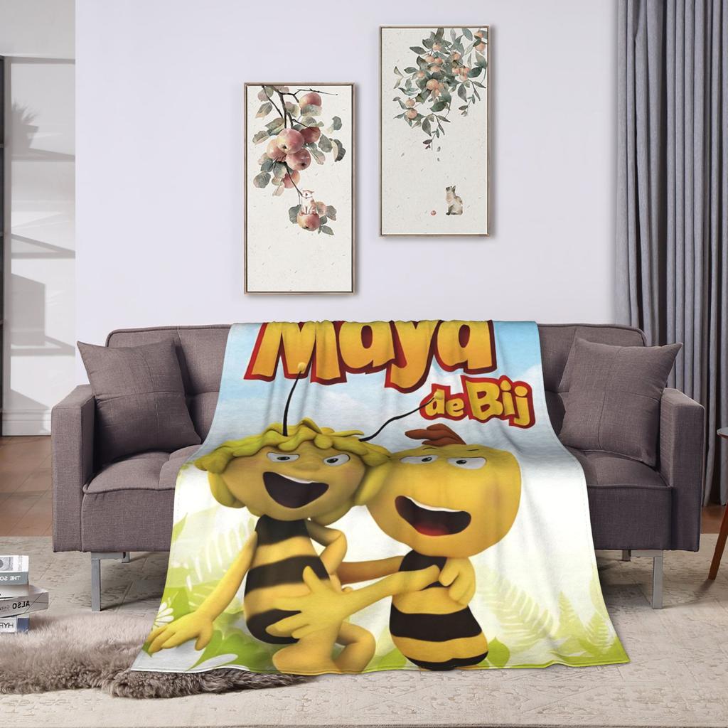 Maya The Bee Blanket  Super Warm Funny Plush Bedding Throws For Couch Chair Sofa Bed Airplane Travel Flannel Bedspread Bed Cover