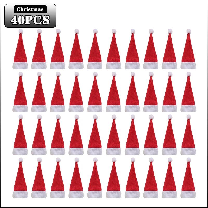 10-40PCS Christmas Hat Cutlery Holder Dinner Fork Knife Set Tableware Decoration for Hotel Restaurant Kitchen Bar Party Supplies