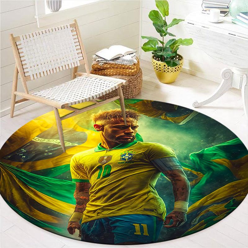 Neymar Round Area Rug,Carpet Rug for Living Room Bedroom Sofa Playroom Decor,Non-slip Floor Mat