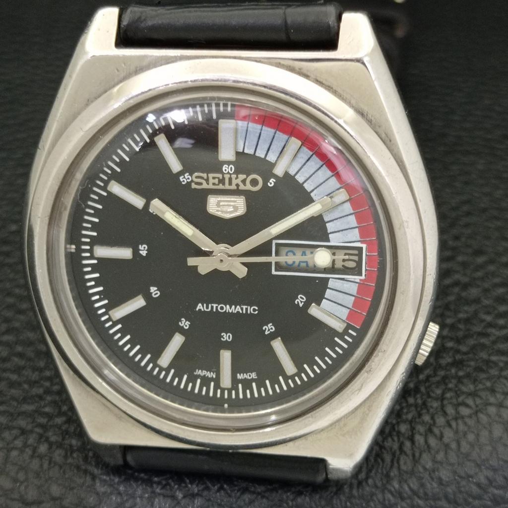 JAPAN VINTAGE SEIKO 5 AUTOMATIC 7009A MENS BLACK COLOR DIAL WATCH a500773-5 R154-a500773