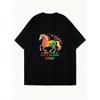 T Shirt Black Rainbow Horse Year Of The Horse 2026 Print Casual Wear For Women Fashion Statement Piece Summer Outfit Streetwear Trendy Graphic Tee