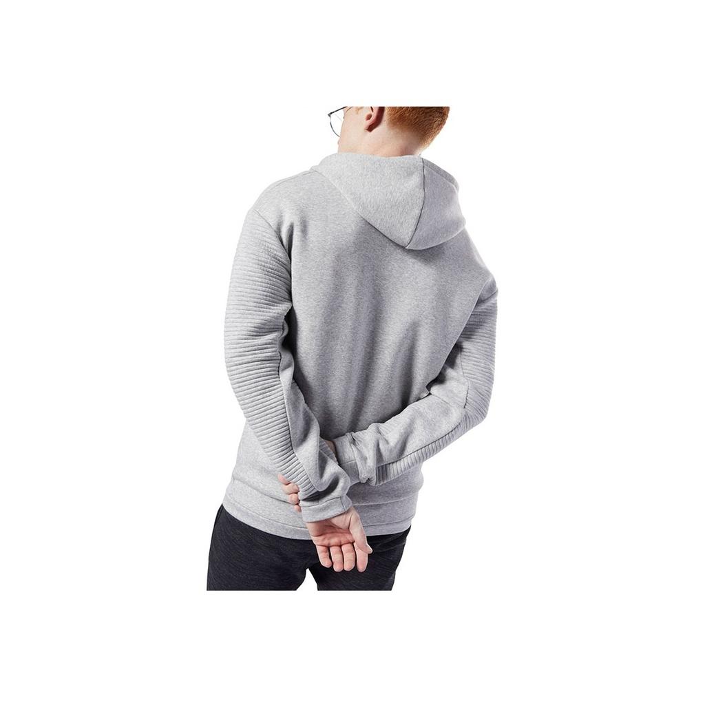 Reebok Solid Color Full Zip Fleece Hoodie Men Hoodies Medium-Gray EC0897