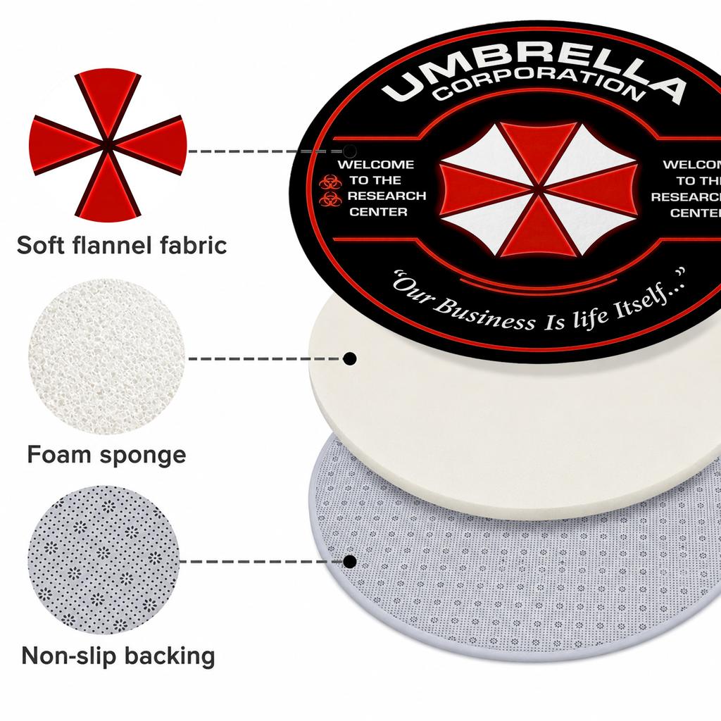 Resident Evil Umbrella Corporation Round Floor Mat, Welcome to the Research Center Non-Slip Rug