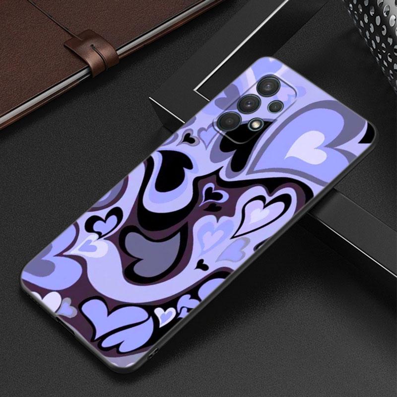 Purple Heart Swirl Pattern Case For Samsung Galaxy A12 A22 A31 A32 A50 A51 A70 A71 A72 A11 A21S A02S A10S A20S A30S A52 S 5G