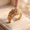 Bright Flower Rings for Party Exquisite Charming Gold Color Women Accessory Glamorous Gorgeous Chic Wedding Party Jewelry