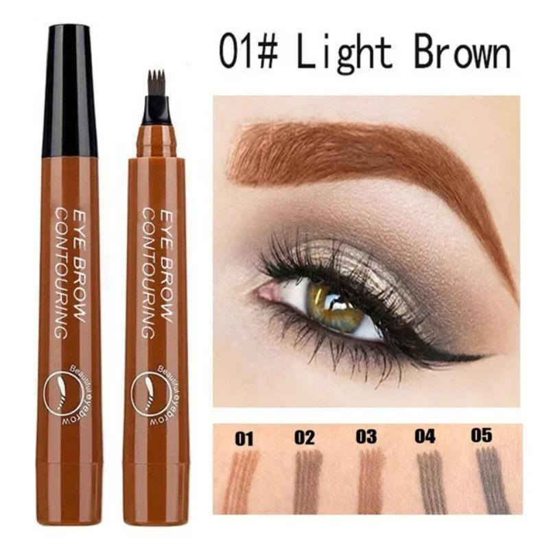4 Forks 3D Liquid Eyebrow Pencil Lasting Waterproof Anti-Sweat Non-Fading Color Eyebrow Hair Makeup Women Beauty Makeup 5 Colors
