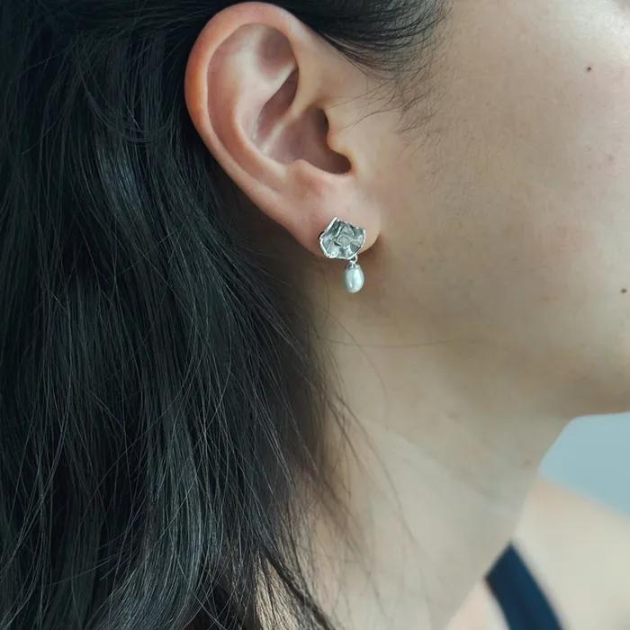 [silver925] Blue Rose pearl earrings (pearl)