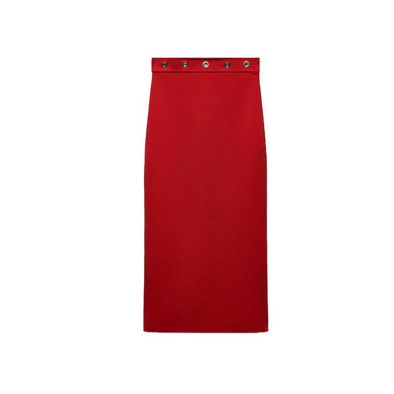 Metal Decoration Shaping Elastic Hanging Collar Jumpsuit 5584160 High Waist Mid-Length Midi Dress 5584161